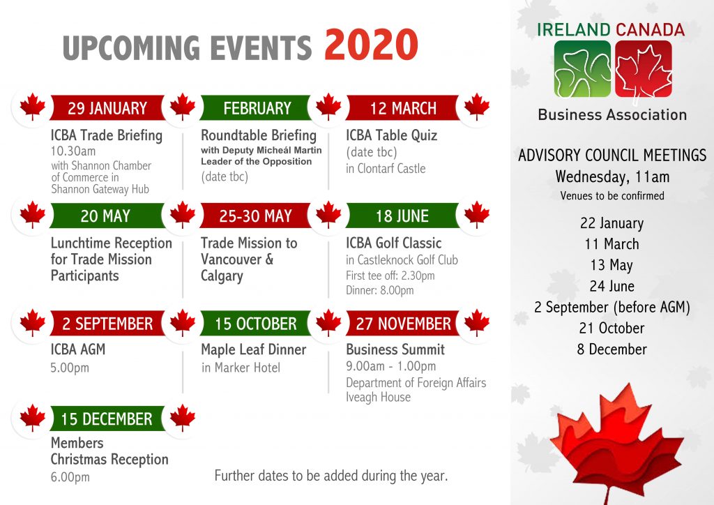 ICBA Upcoming Events 2020