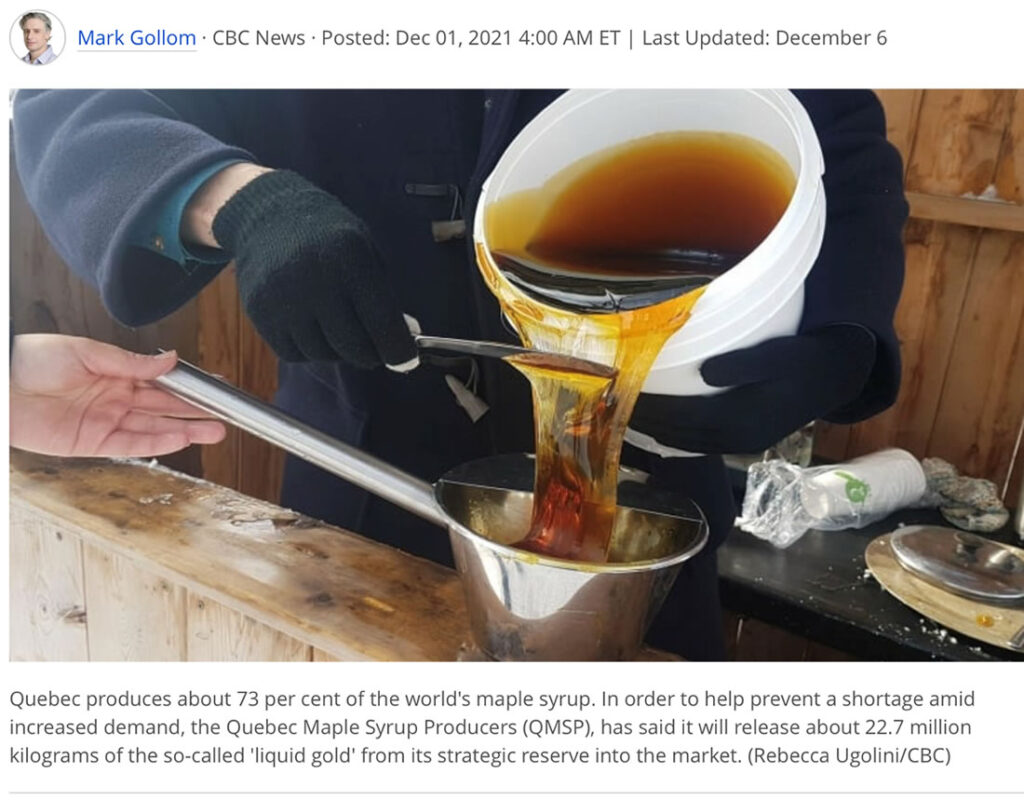 Canada release maple syrup from reserves