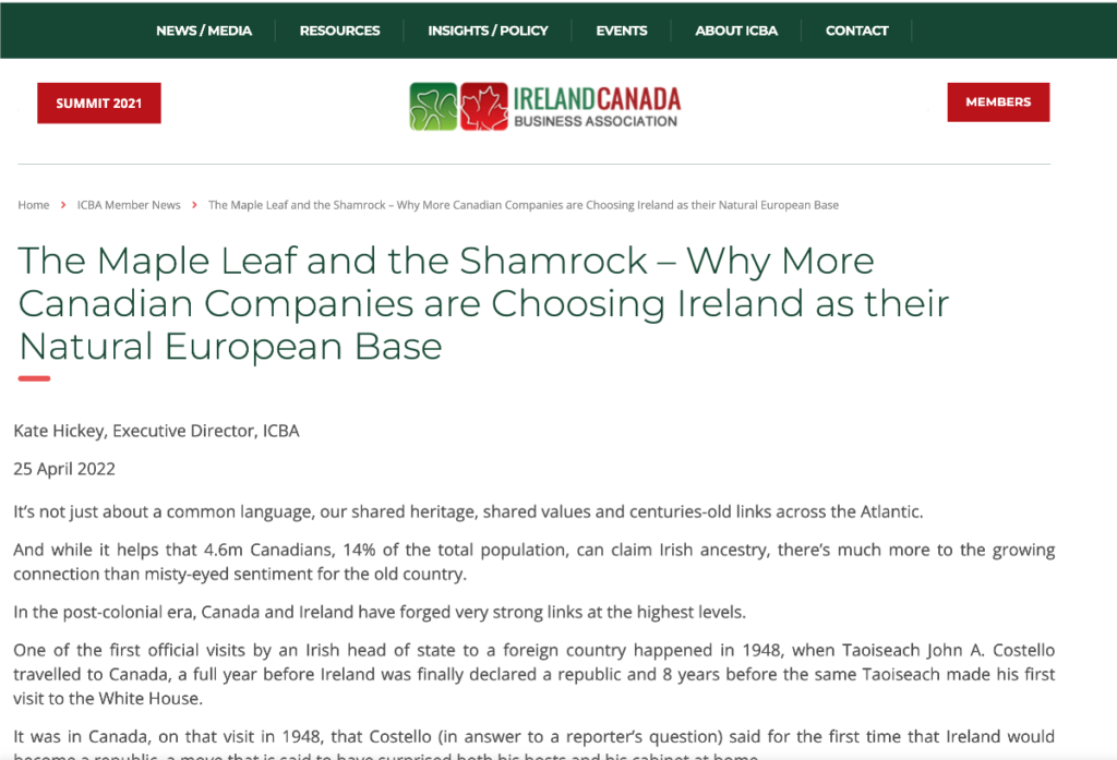 Reasons for Choosing Ireland as a Natural European Base